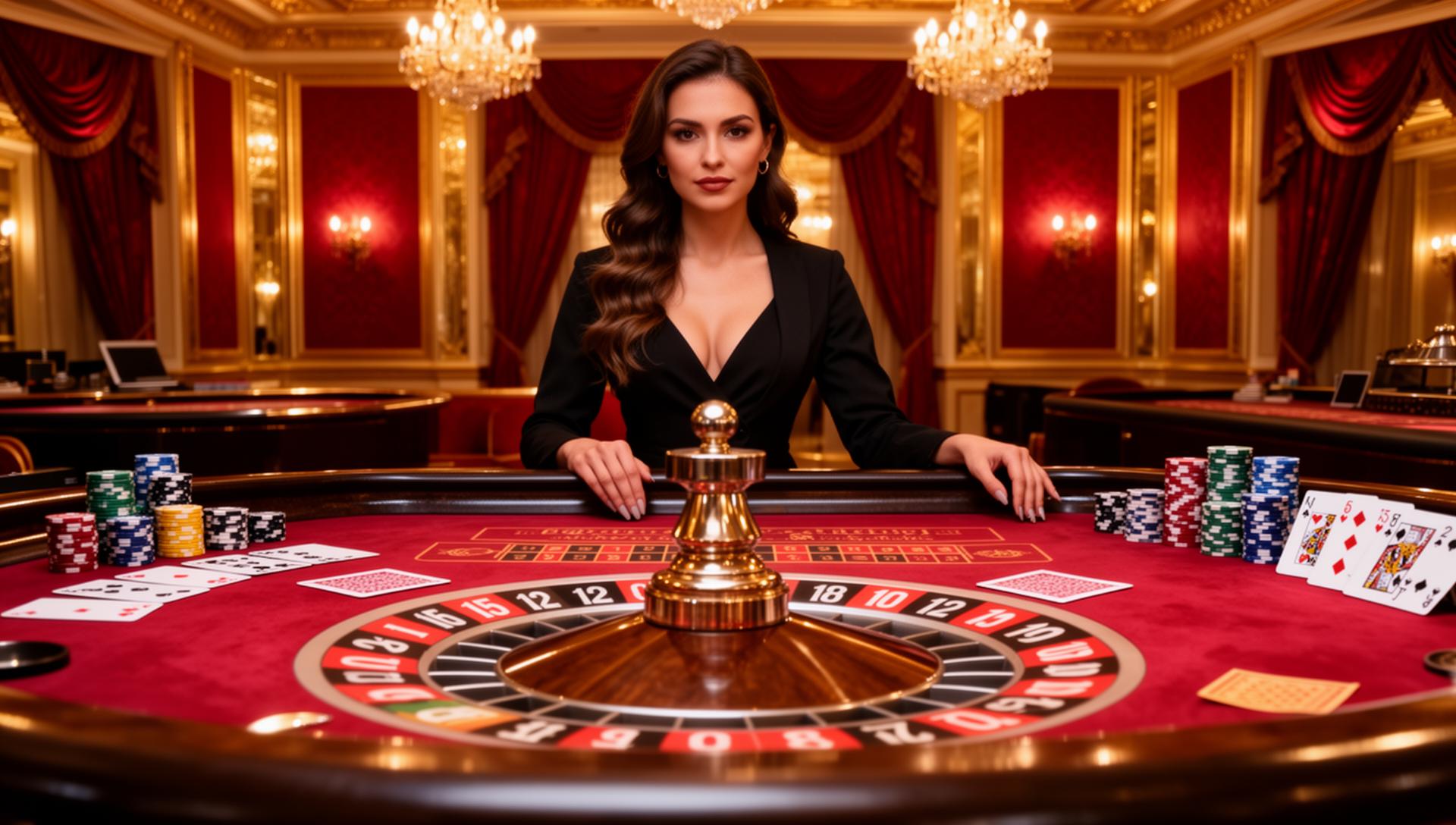 Profesjonalny krupier przy stole ruletki