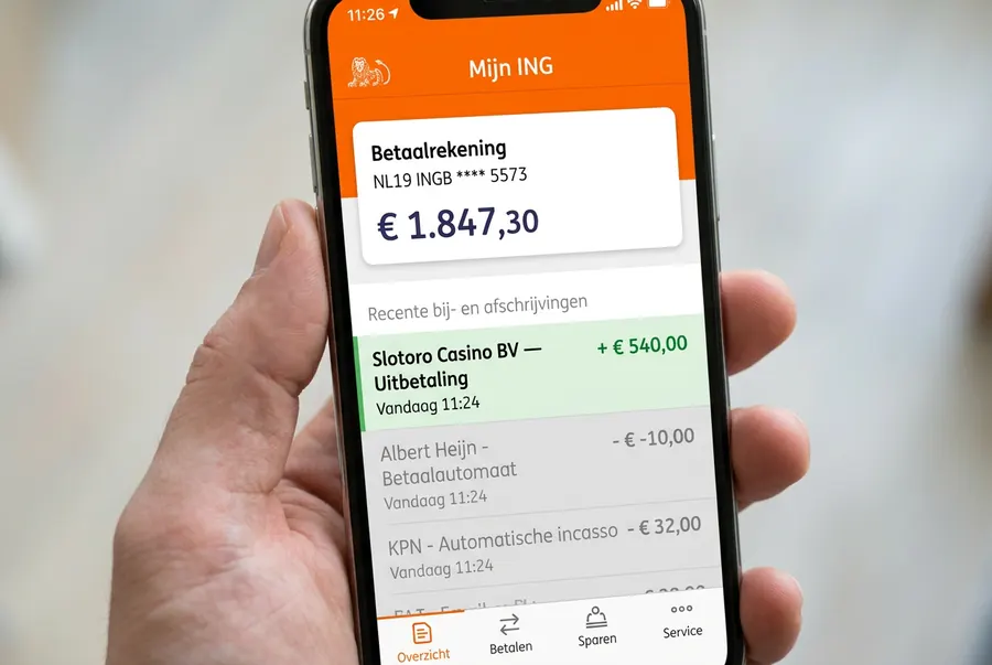 ING bankapp uitbetaling Slotoro Casino 540 EUR ontvangen