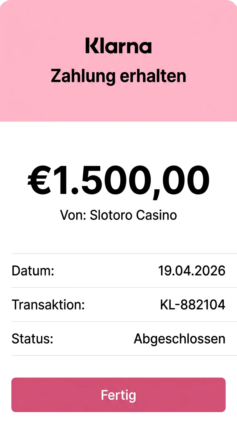 Klarna betaling ontvangen 1.500 EUR