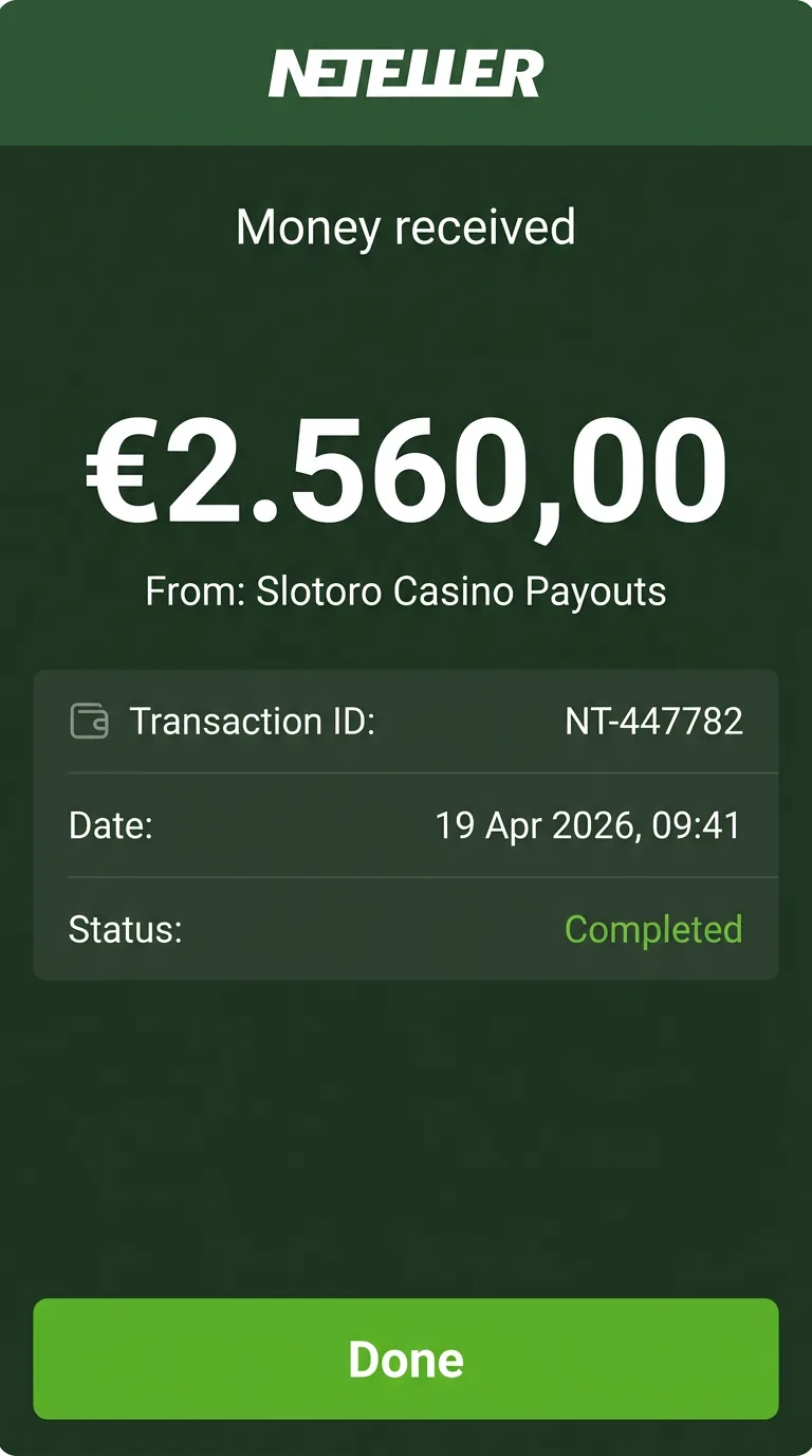 Neteller geldontvangst 2.560 EUR
