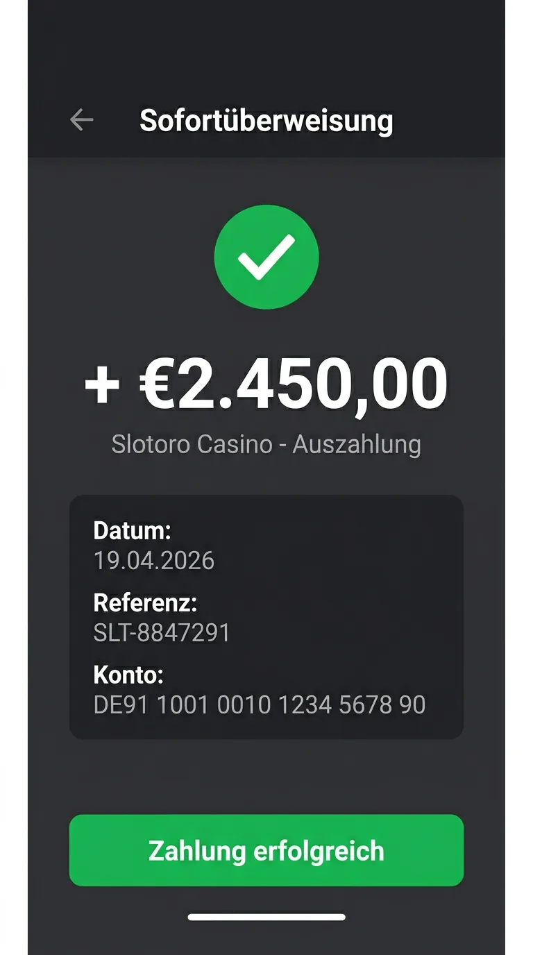 Sofortüberweisung withdrawal confirmation EUR 2,450