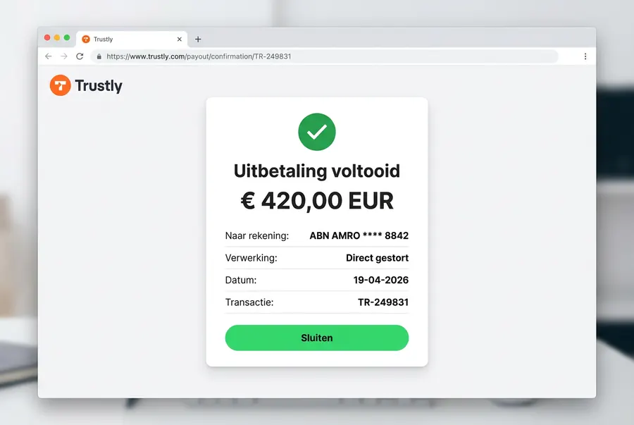 Trustly uitbetaling voltooid 420 EUR naar ABN AMRO