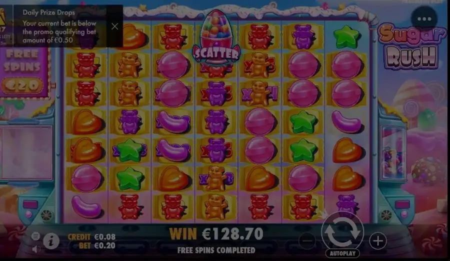 Darmowe spiny zakończone wypłatą 128,70 €