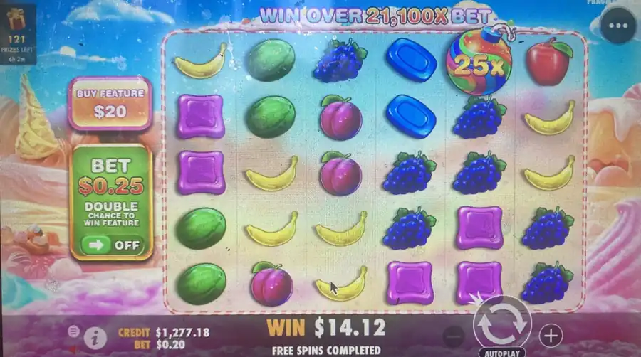 Darmowe spiny zakończone wygraną $14,12 i potencjałem 21 100x stawki